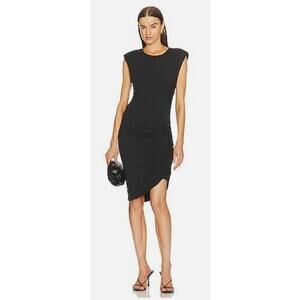 NWT Veronica Beard Brompton Black Stretch Exaggerated Shoulders Dress Size XL